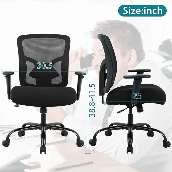 Big & Tall Office Chair 🪑 | Ergonomic & Heavy-Duty Design for Comfort & Support (400 lbs Capacity) 💼